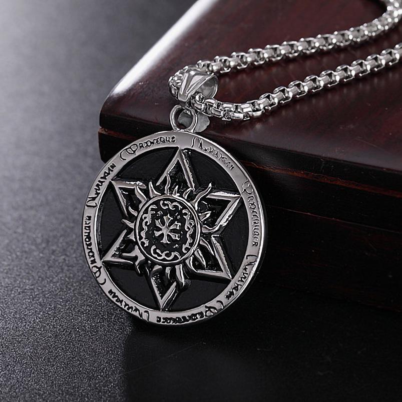 Halskette Hexagramm Titanstahl Anhänger Halskette, Edelstahl Halskette Pulloverkette