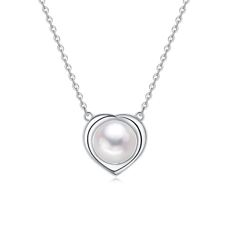 S925 Sterling Silver Heart Necklace with Freshwater Pearl, Versatile Clavicle Chain for Women - Perfect Valentine's Day Gift