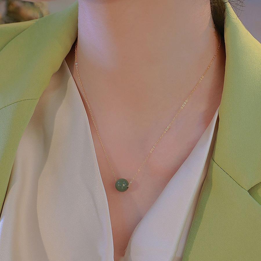 Qinghai Hotan Cat's Eye Jasper Necklace, Collarbone Chain, Niche Design, Light Luxury, Fairy-like