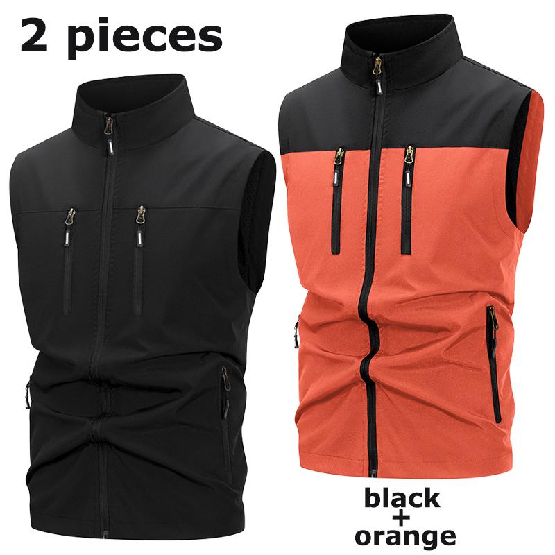 Men's Lightweight Softshell Vest with Zipper Pockets Windproof Sleeveless Jacket for Hiking Golf Outdoor Outwear Windbreaker
