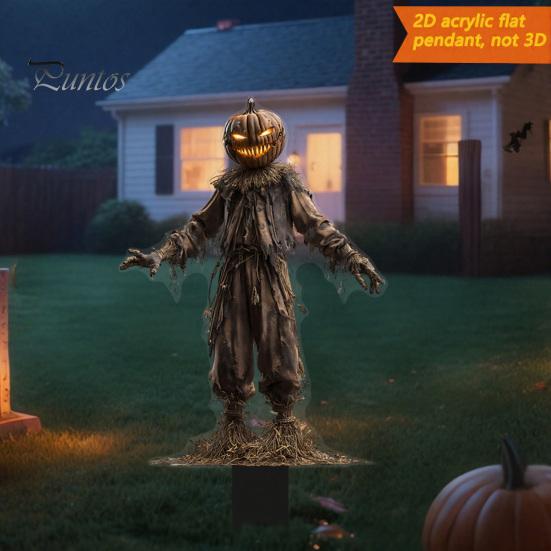 Weather Resistant Yard Decor Halloween Scarecrow Garden Stake, 2D Flat Creepy Zombie Ornament, Spooky Doll Horrifying Lawn Ornaments Decoration, Scary