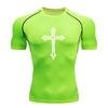 Men's Compression Athletic T-Shirt, Retro Gothic Cross Print
