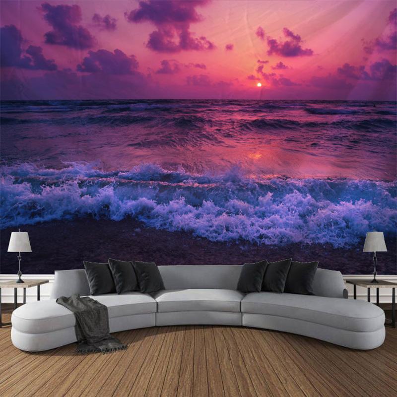 Beach Sunset Scenery Tapestry Wall Hanging Bohemian Calico Tapestry Home Wall Decor Bedroom Decor