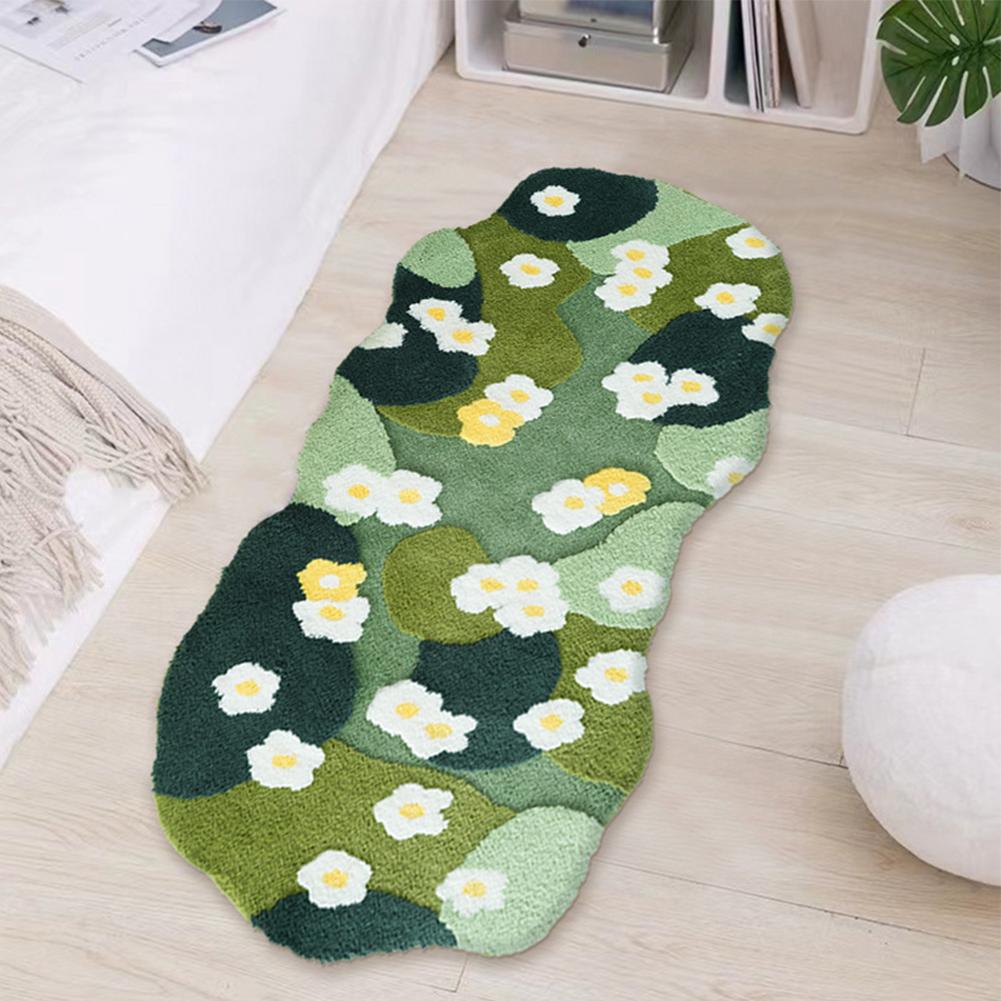 Plush Bedroom Bedside Area Rug Fluffy Three-Dimensional Carpet Nordic 3D Lawn Moss Rugs Carpet Green Forest Irregular Floor Mat