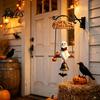 Halloween Courtyard Hanging Bell Swing Ghost Doorbell, with Pumpkins Decor, Gothic Style Trick Festive Front Door Hanger or Treat Sign, for Farmhouse