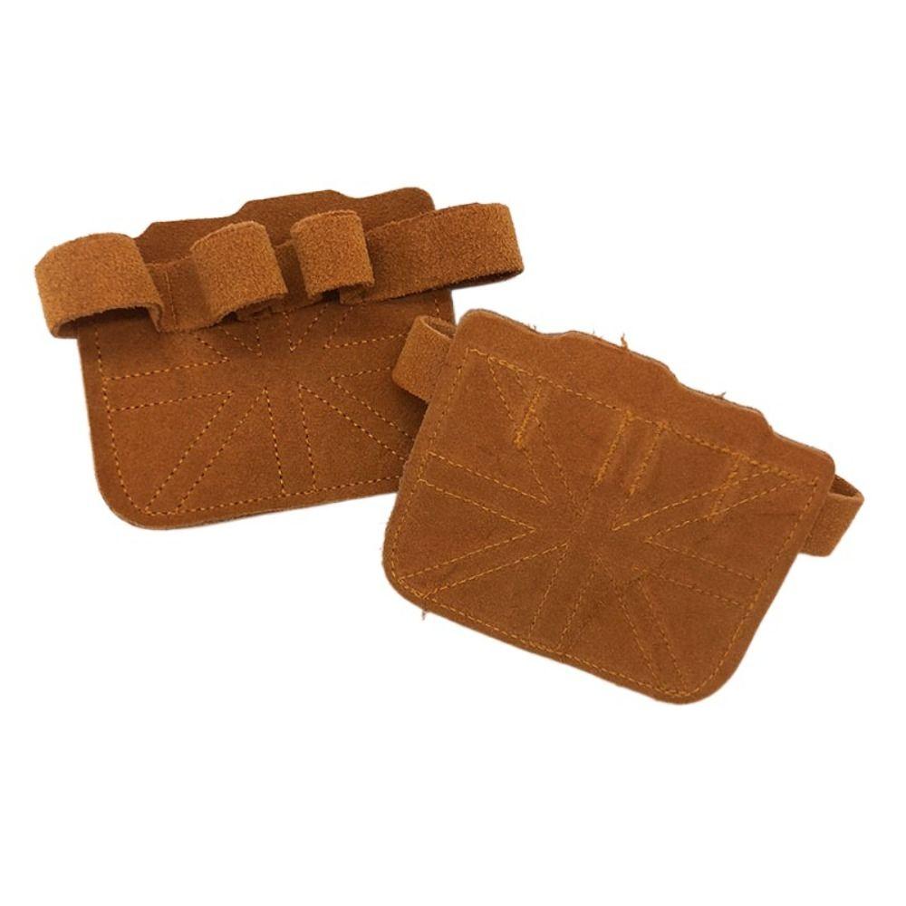

Leather Palm Protection Anti-Skid Fitness Hand Gloves for 1Pair Weightlifting коричневый