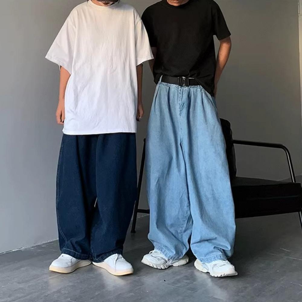 Gerade Jeans Männer Blau Lose Denim Hose Neutral Y2K Jean Streetwear Casual Wide Jeans Mans Hosen Männer Baggy Hip Hop