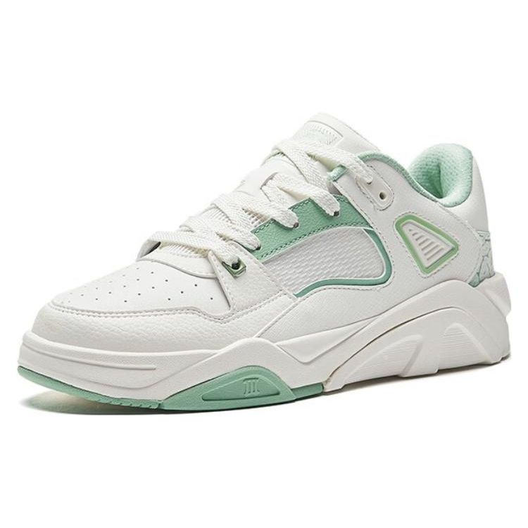 Anta Flame 3.0 Slip Resistant Durable Low Top Skate Shoes Women Skate Shoes White Green 122338088-4