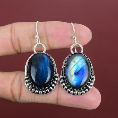 Orecchino Labradorite Orecchino Pietra Naturale Orecchino Argento Sterling 925 Gioielli Boho Orecchino Fatto a Mano Regali di Fidanzamento Orecchini Pietra di Nascita