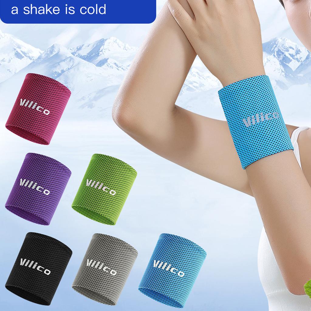 Durable And Safe 1 Pc Summer Ice Cooling Wrist Sweatband Tennis Sport Wristband Volleyball Gym Wrist Brace Support Sweat Band Towel Wrist Protect