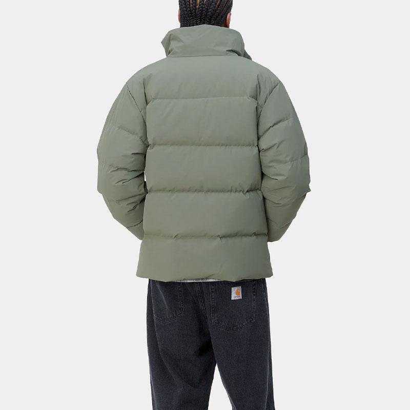 Carhartt WIP Solid Color Zip Stand Collar Drop Shoulder Cotton Jacket Men jackets Green I029450-0FY