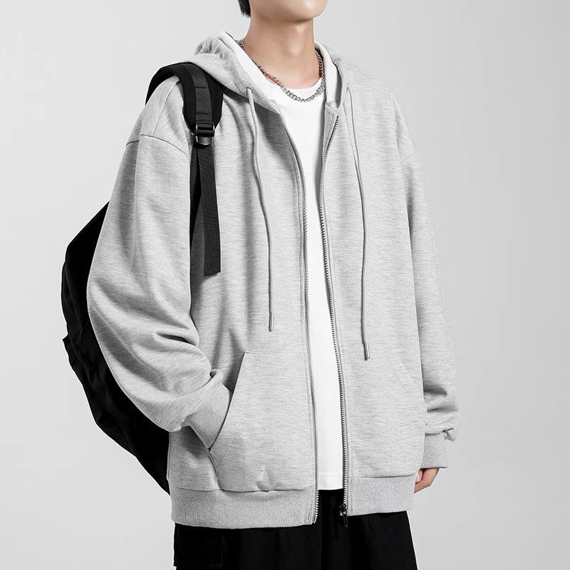 Men's Japanese-Korean Style Loose Zipper Hoodie - Trendy Early Autumn/Winter Casual Jacket