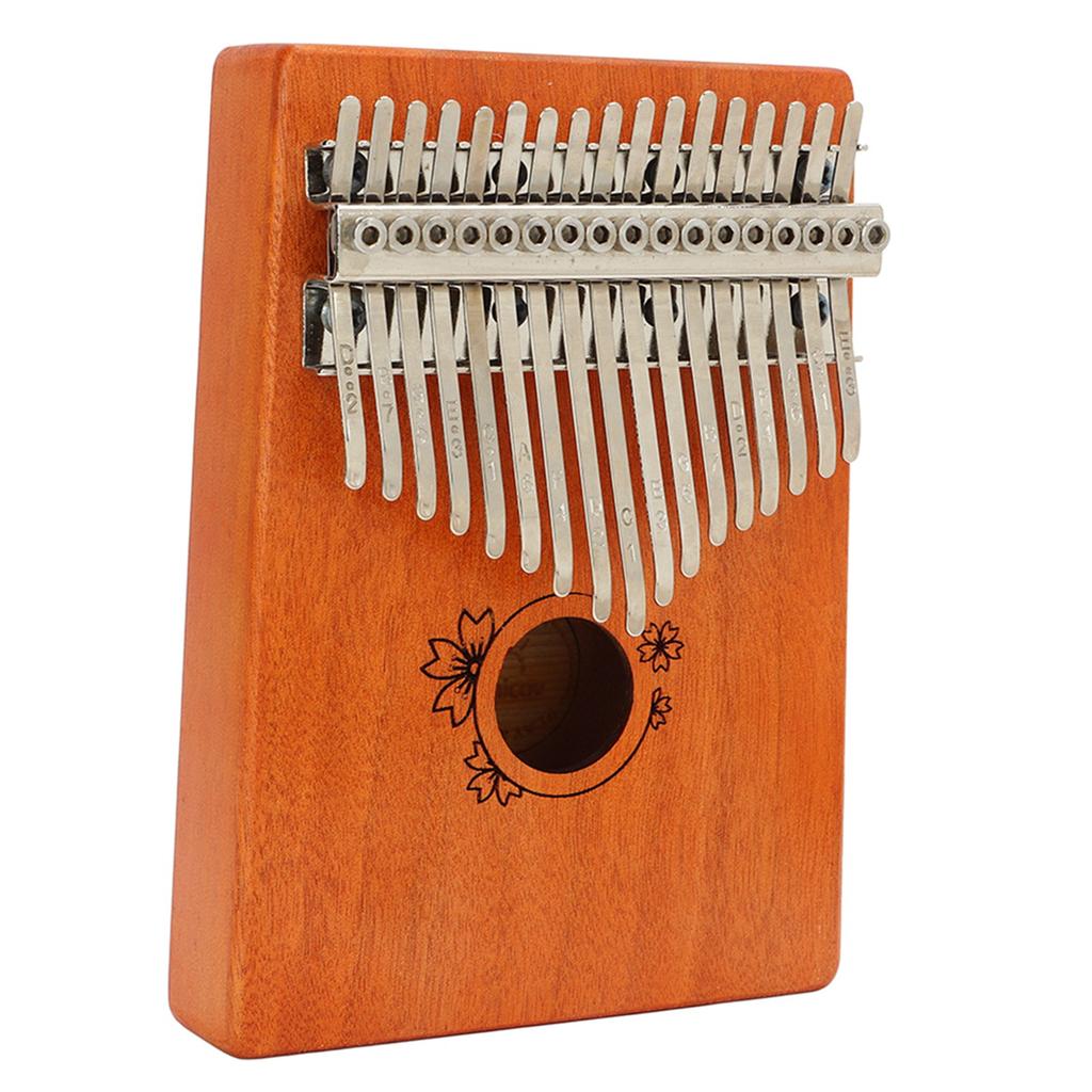Thumb Finger Piano 17 Key Mahogany Floral Pattern Easy Playing Finger Instrument
