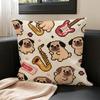 C-Cartoon Pet Pug Cushion Cover Natural Linen Pillowcase Set, All-In-One Decor For Sofa, Bedroom & Chair