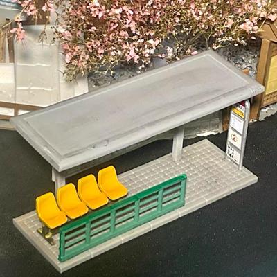 1/64 Bus Station Model Diorama Movie Props Creative Educational Toy Scenery Architecture Scene for