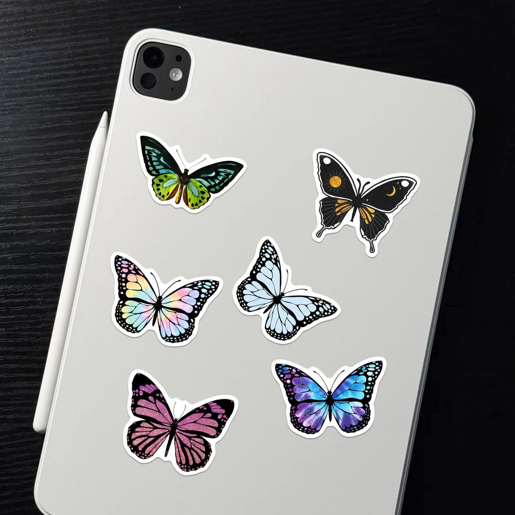 54 Colorful Butterfly Cartoon Graffiti Stickers - PVC DIY Stationery & Suitcase Decorations.