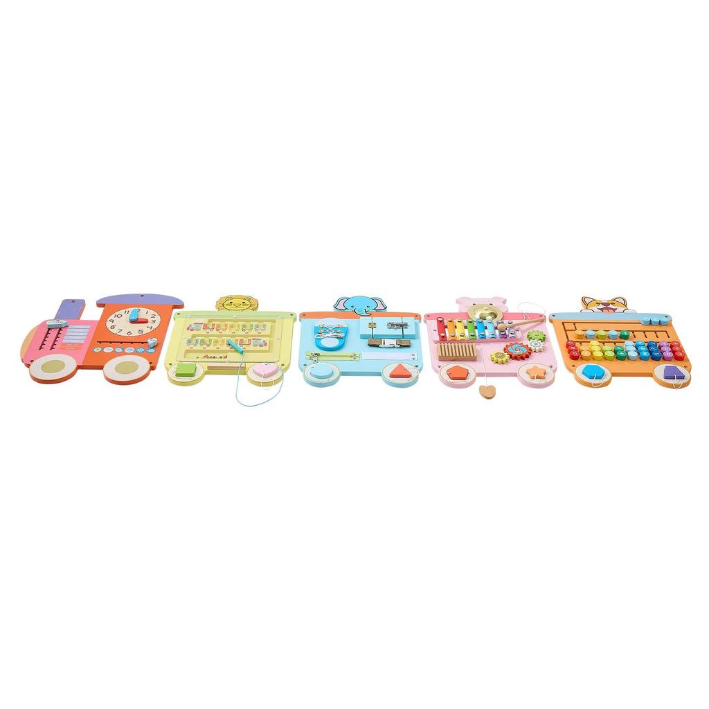 VEVOR Wall Busy Board, 18-in-1 Train Montessori Sensory Activity Panels, Learning Activity Center for Daycare, Classroom, Playroom, and Home