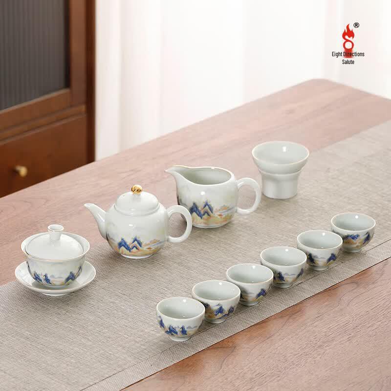 BFL2023-43 Ten Thousand Miles Rivers and Mountains 11-Piece Ceramic Tea Set