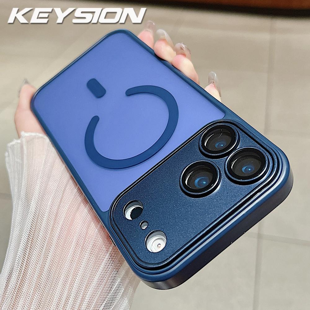 KEYSION Luxury Matte Translucent Magnetic Case for MagSafe for iPhone 17 Pro Max Wireless Charging Shockproof Armor Phone Cover