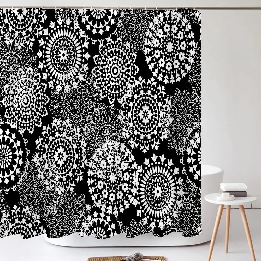 

Boho Mandala Printed Shower Curtain Mildew Washable Curtain With Hook Bathroom Decorative Curtain 3D Shower Curtains 240*180Cm W60H190(CM)-1 Pcs