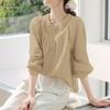 ZANZEA Women Casual Round Neck Solid Color Long Sleeve Cover Up Blouse
