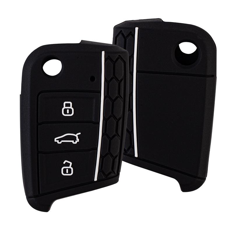 Car Key Case Silicone Cover For Vw Golf 7 Mk7 3 Buttons Flip Folding Remote Key Fob For Seat For Skoda Car Accessories