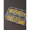12 Grids Gold Moon Star Metallic Nail Charms 3D Y2K Jewelry Rhinestones Steel Ball Nail Art Decoration Manicure Supply Diy Nail Supplies