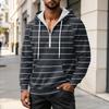 Felpa con cappuccio da uomo autunno inverno, stampa gessata, casual, vestibilità larga, con zip, manica lunga, felpa