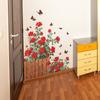Rozenbloembedhek en Fladderende Vlinder Huis Muurdecoratie Stickers