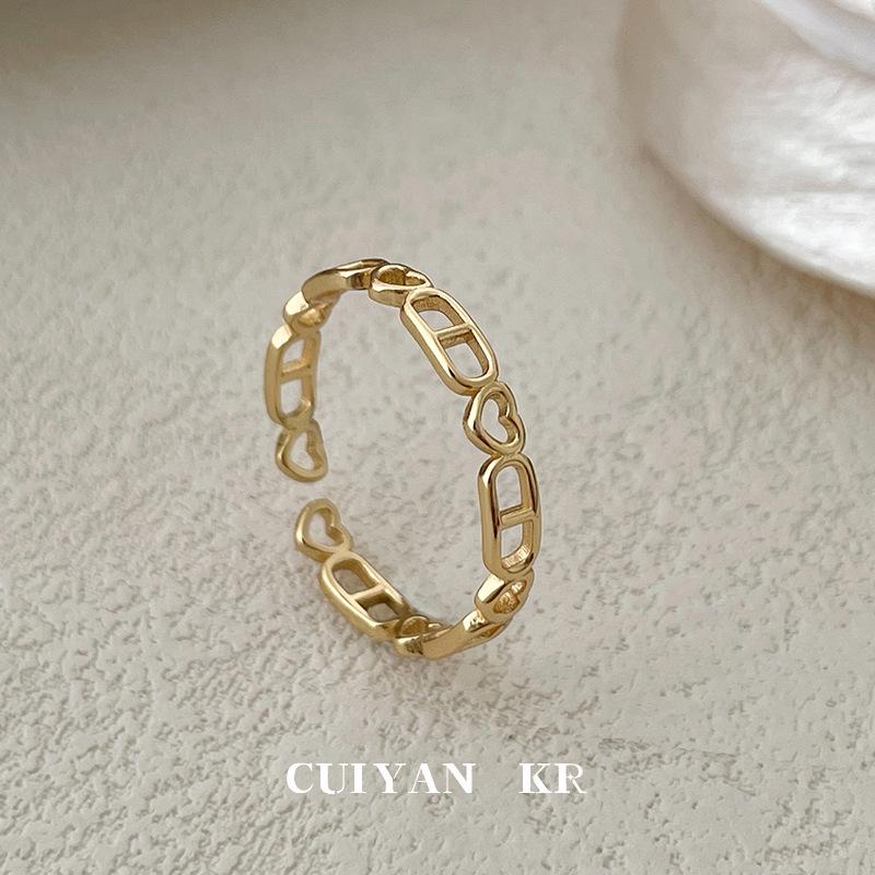 

Cuiyan S925 Серебро Корейское Сердце Пятачок Женское Нишевый Дизайн Универсальное Кольцо Adjustable