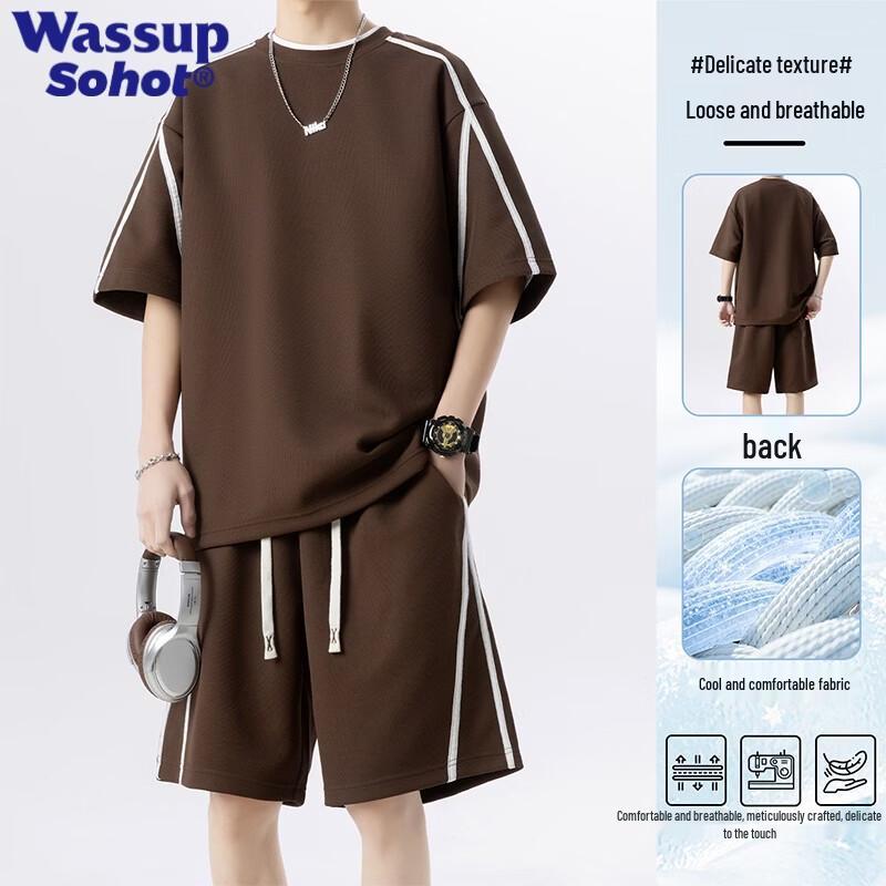 Wassup Sohot Men s Breathable Ice-Cool Sportswear Set M