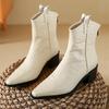 Fashion Retro Pointed Toe Zipper Ankle Boots Women Fashion Western Style V-Notch Designer Boots High Quality Soft Leather Casual Boots