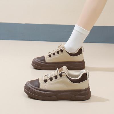 Zapatillas de plataforma gruesas para mujer, informales, de piel sintética, con cordones, antideslizantes, transpirables, para caminar, cómodas, para correr, hacer ejercicio