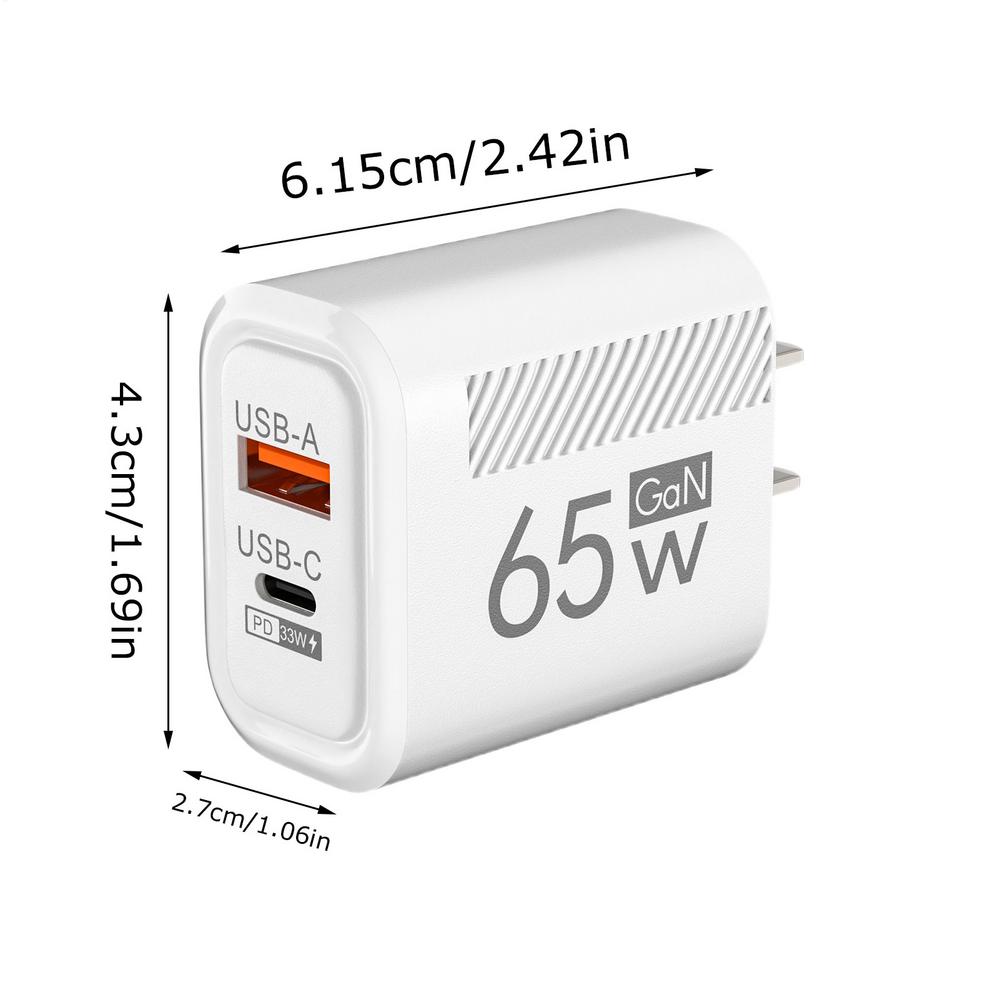 

Total 65W GaN USB Charger Fast Charging EU/US Plug Phone Charge Adapter For IPhone Xiaomi Samsung Type C PD Wall Charger US