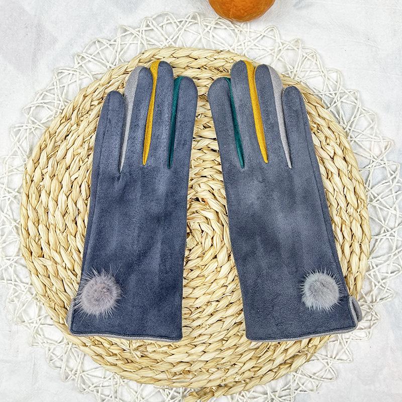 Deerskin Fleece Gloves Women'S Outdoor Cycling Student Warm Gloves Windproof Gloves