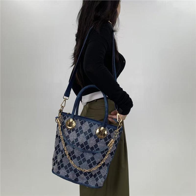 Elegant Banquet Temperament Diamond Jewelry Women'S Handbag Denim Luxury Shoulder Messenger Bag