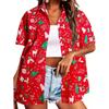 Stile Hawaiano Stampa 3D Monopetto Donna Camicia Hawaiana Moda Collo a Revers T-Shirt Estiva Manica Corta Donna