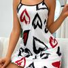 European & American Milk Silk Heart Print Sling Nightdress - Sexy Summer Loungewear for Women