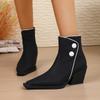 Fashion Autumn New Comfortable Pointed Toe Side Zipper Women's Boots Fashionable Versatile Thick Heel High-heeled Women's Boots 457