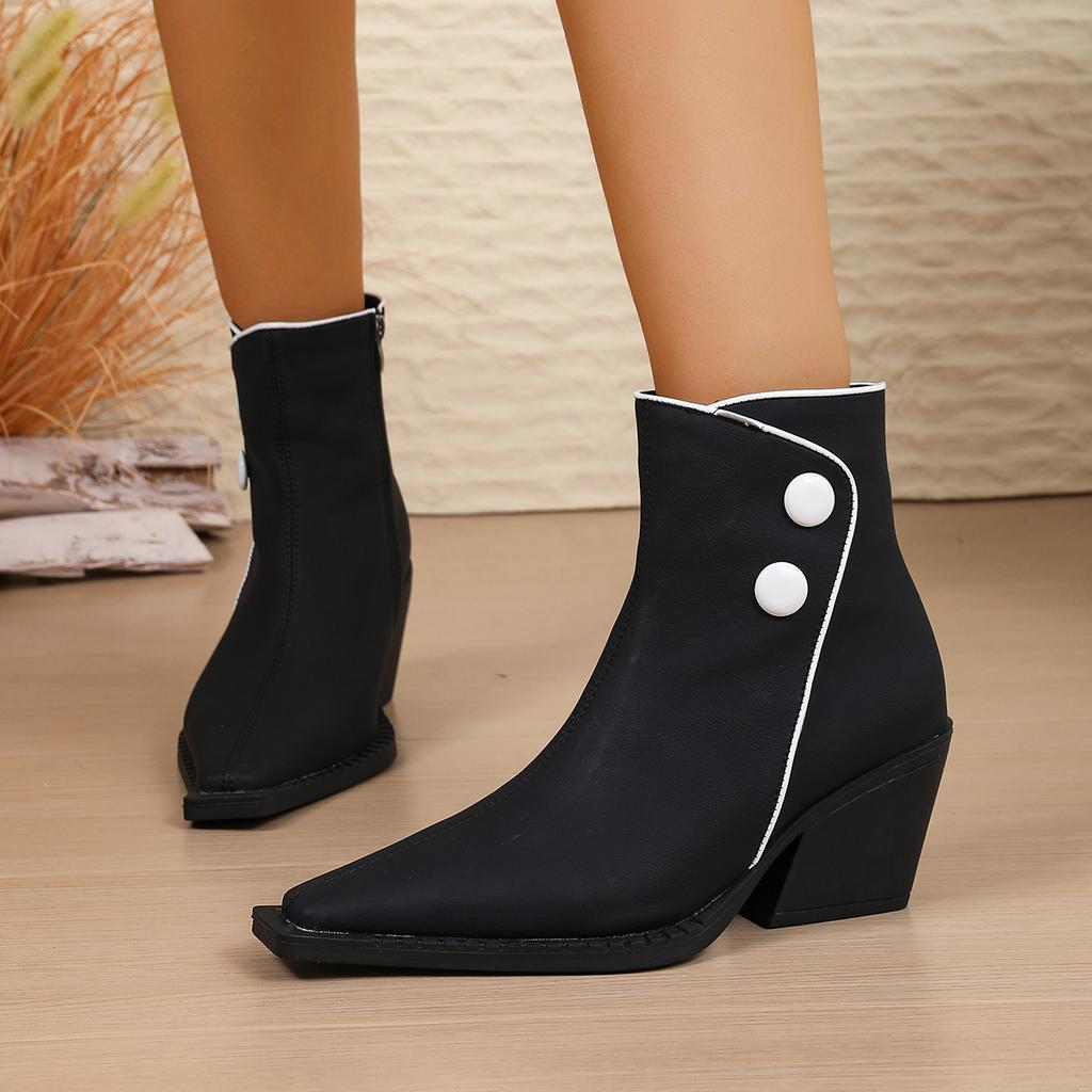 Fashion Autumn New Comfortable Pointed Toe Side Zipper Women's Boots Fashionable Versatile Thick Heel High-heeled Women's Boots 457