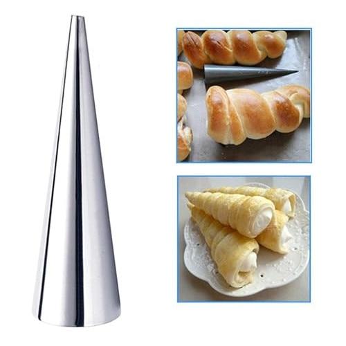 Stainless Steel Cone Roller Set 12 Pcs 3.5CM Conical Pastry Molds for Cannoli, Crepe Rolls, Ice Cream Cones, with Cleaning Brush