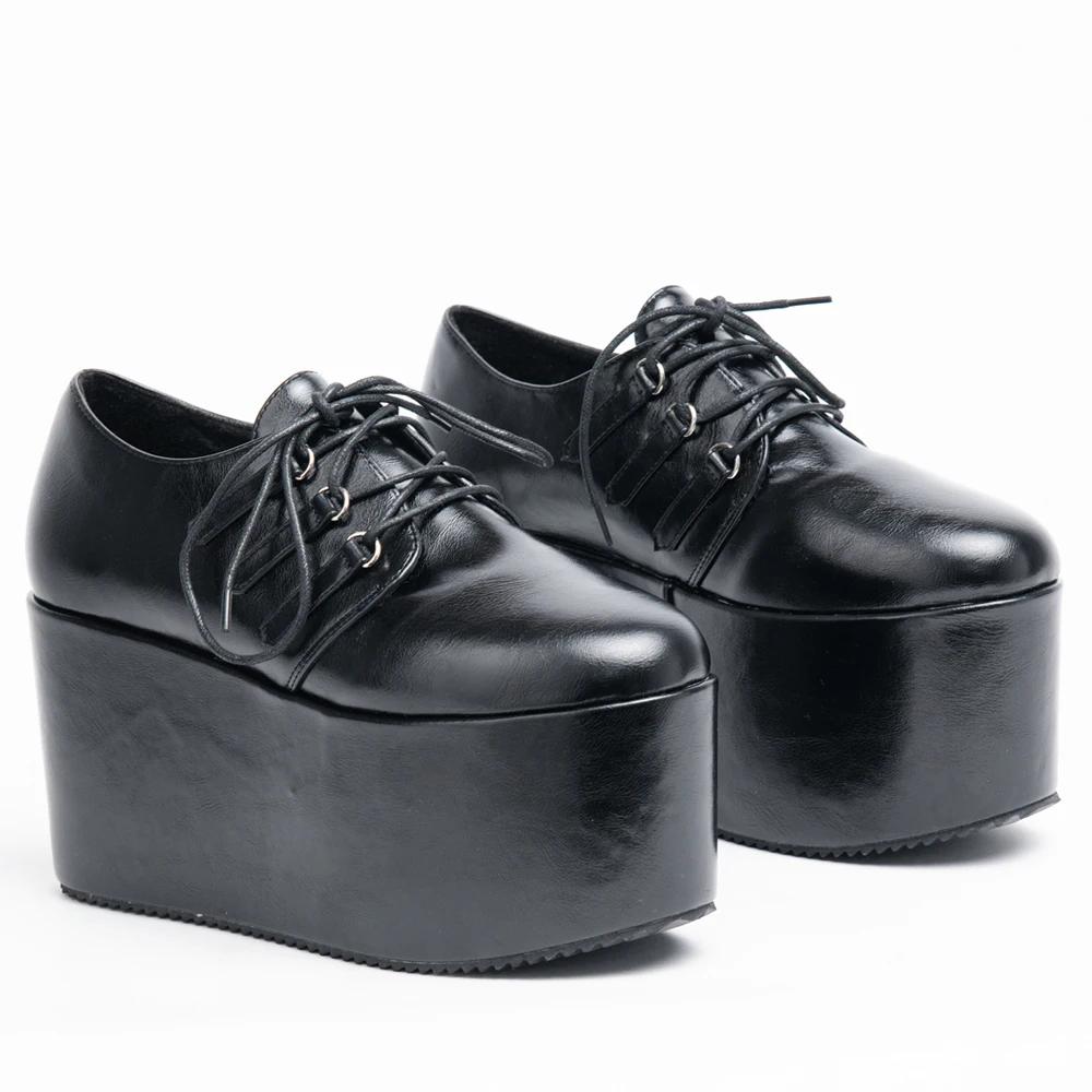 

Туфли на высоком каблуке 11 см, унисекс, сексуальные готические туфли на платформе, веганские, боевые, на толстой подошве, панк, женские кружевные туфли 43 чёрный