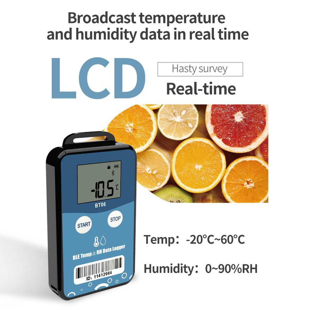 Bluetooth Temperature&Humidity Data Logger LCD Long Distance Wireless Temperature Recorder PDF Report Temp&RH Data Logger
