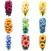 9pcs Temporary Tattoo Waterproof Long-lasting Body Stickers Sunflowers Peonies Orchids For Back Adult Male