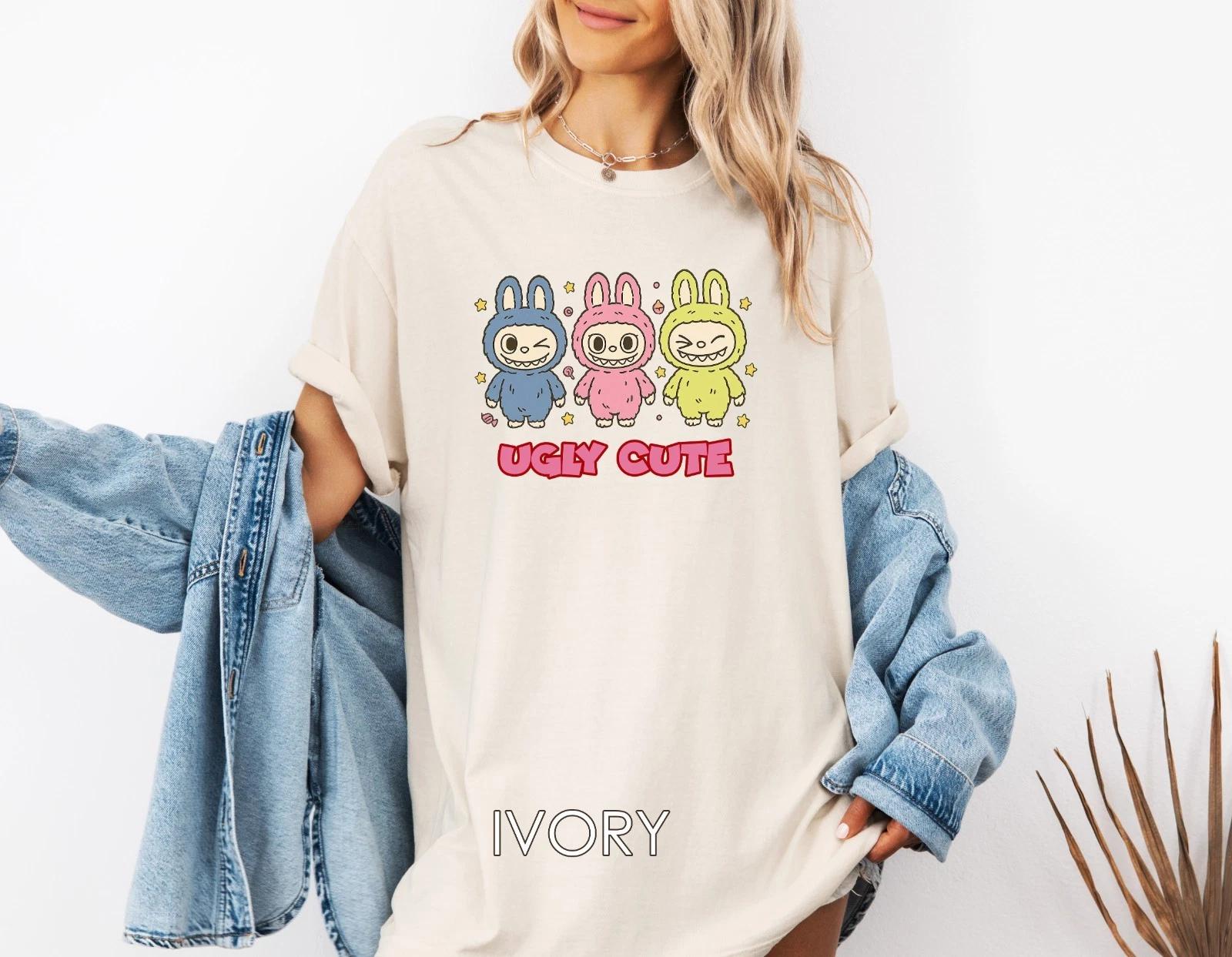 Футболка Labubu Ugly Cute Футболка с графикой Labubu Забавная футболка для любителя Labubu The Monsters S