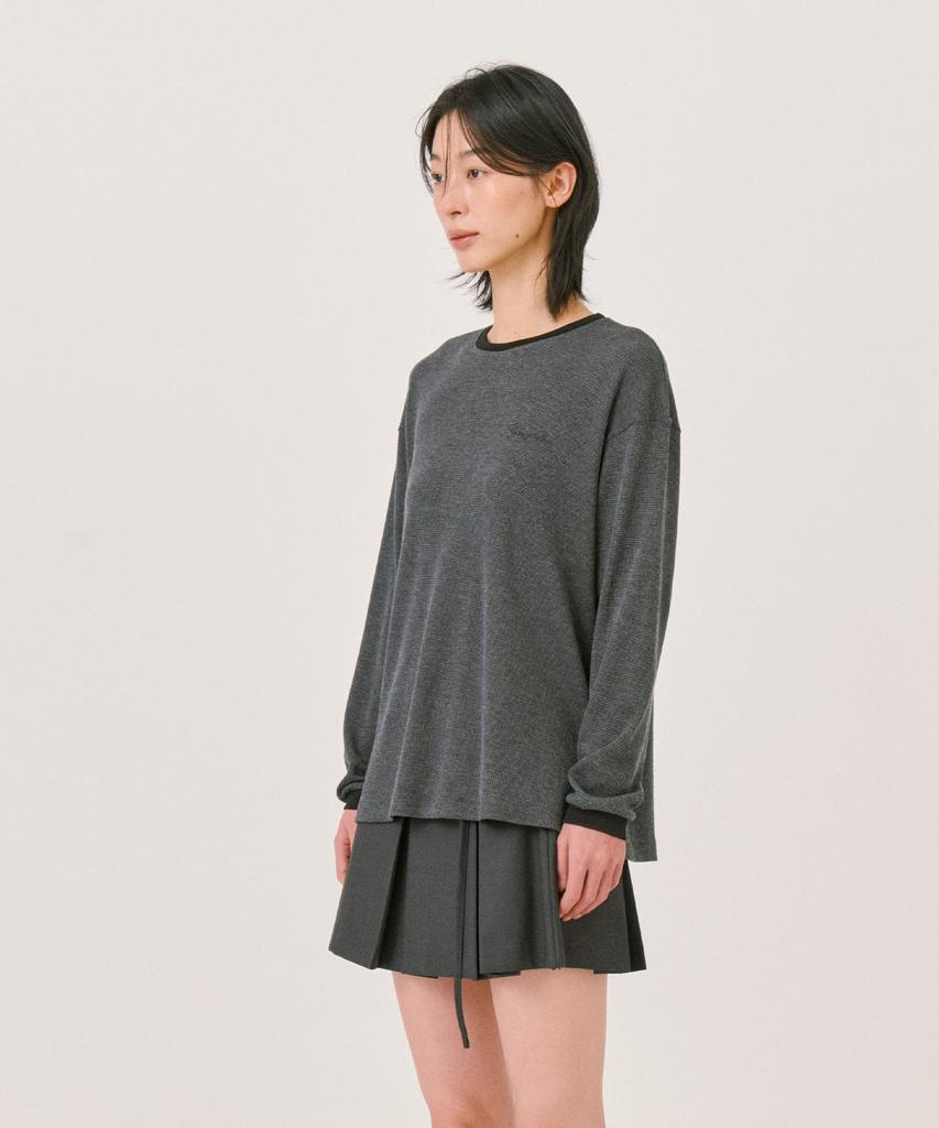 GRASPLAN Waffle Long Sleeve T-Shirt_Charcoal