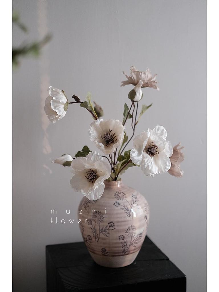 Vallmo Konstblommor - Lyxig Blomsterbukett för Vardagsrumsinredning