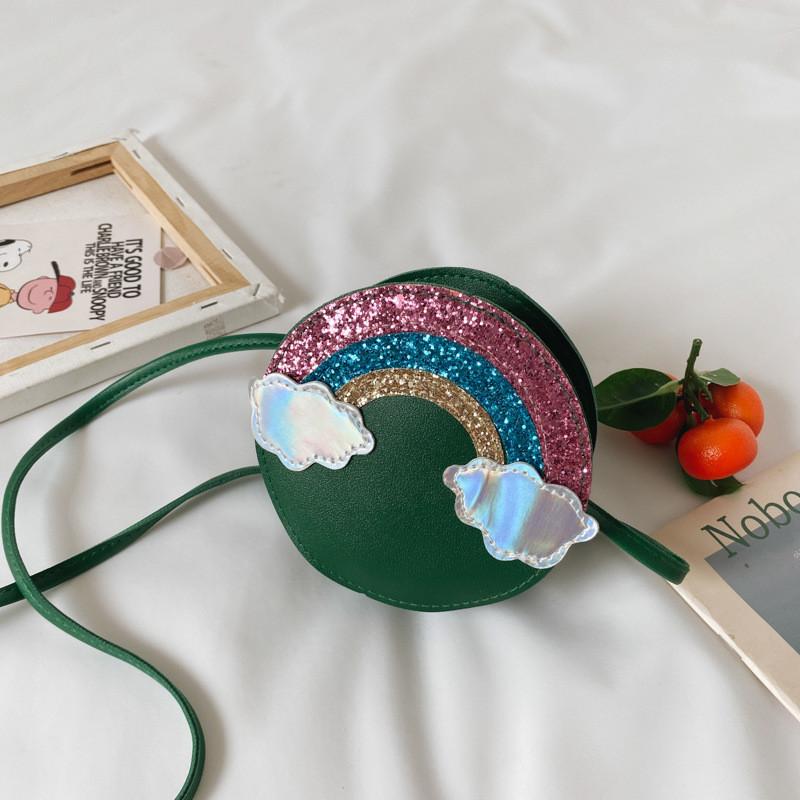 Rainbow Fashion Shoulder Bag Cartoon Kids Purse With Breathable Fabric Daily Use