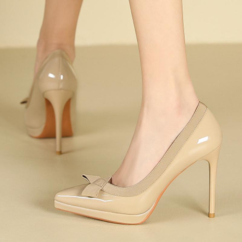 Fashion 2025 New Spring Butterfly Knot Ladies Pumps Pointed Toe Sexy Thin High Heels Fashion Shallow Pumps Stiletto Party Office Shoes