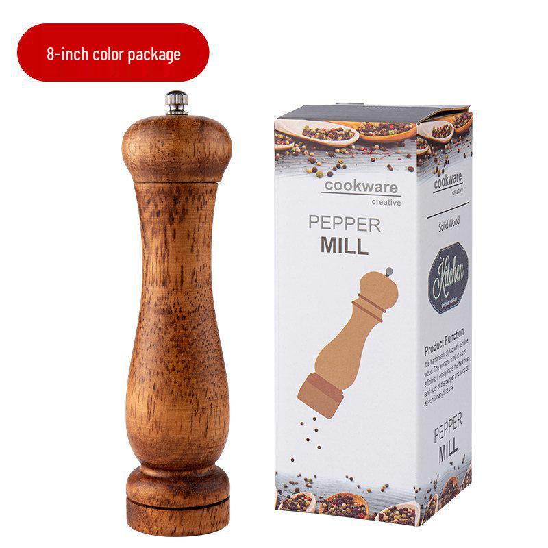 Solid Wood Manual Pepper Mill - Black Peppercorn Grinder
